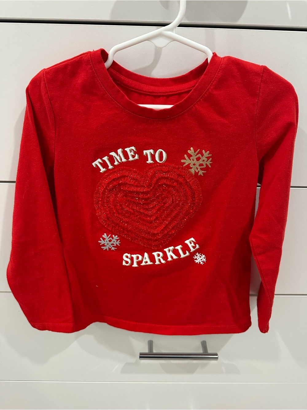 Girls Red Long-Sleeve 'Time to Sparkle' Shirt Size 5